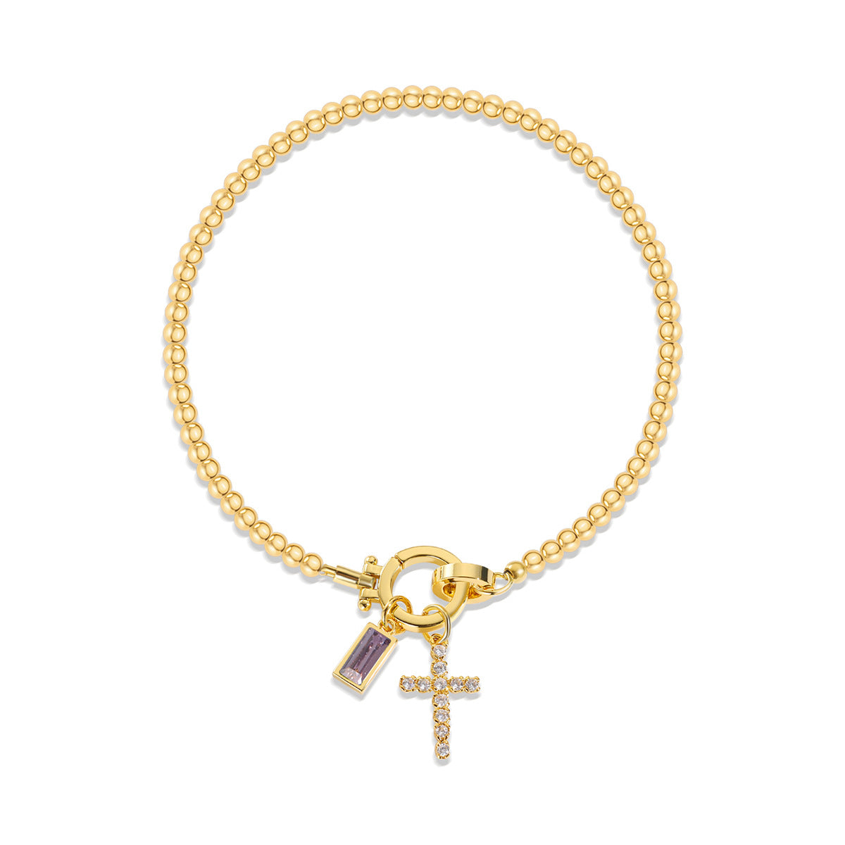 Beaded Birthstone Initial Charm Bracelet