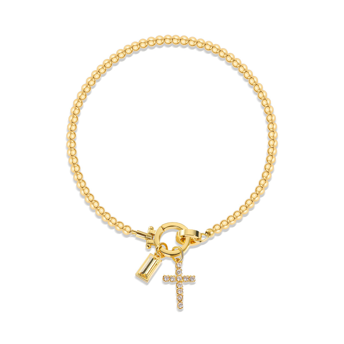 Beaded Birthstone Initial Charm Bracelet