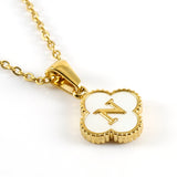 Pearl Clover Initial Necklace