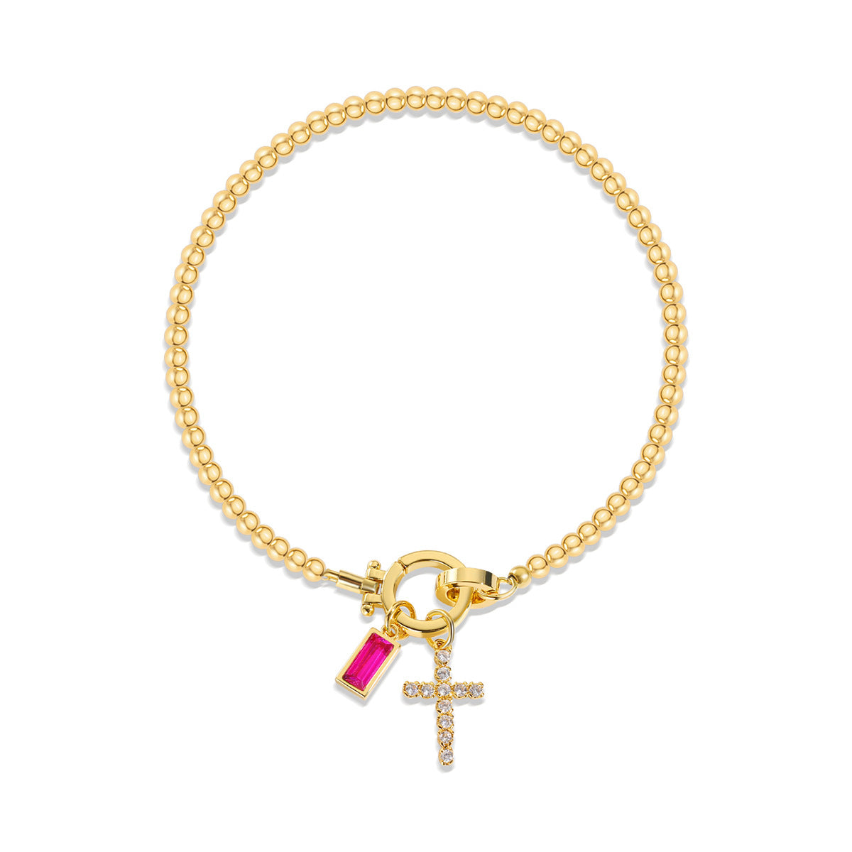 Beaded Birthstone Initial Charm Bracelet