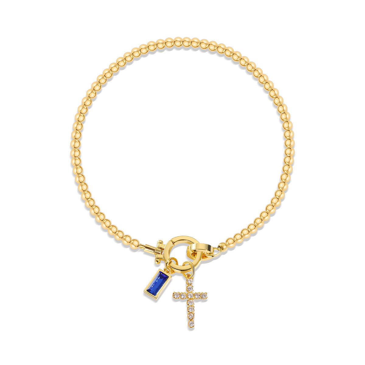 Beaded Birthstone Initial Charm Bracelet