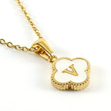 Pearl Clover Initial Necklace